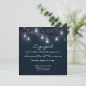 Uitnodiging met Verloving Feestelijke Lichtsnoeren (Staand voorkant)