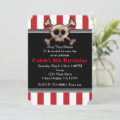 Uitnodiging met versleten schedel en botten in pir (Staand voorkant)