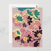 Uitnodiging met vintage bloemen (Voorkant / Achterkant)