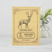 Uitnodiging met vintage herten (Staand voorkant)