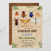 Uitnodiging met vintage insecten vlinder (Voorkant / Achterkant)