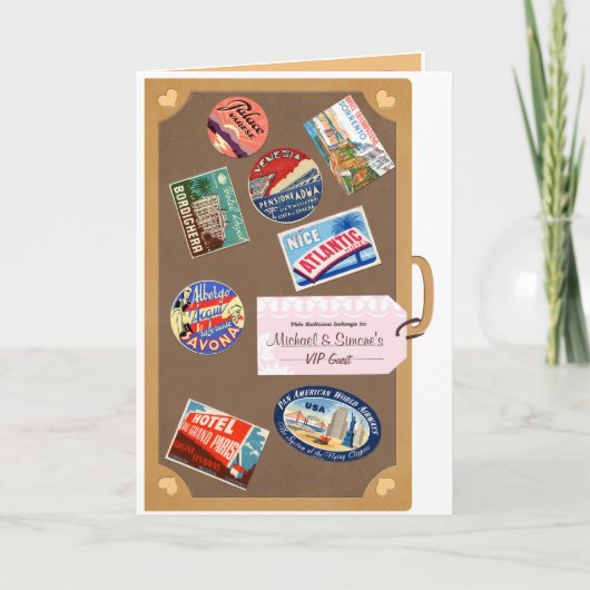 Uitnodiging met vintage koffer (Voorkant)