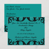 Uitnodiging met vintage zwarte krullen briefkaart (Voorkant / Achterkant)