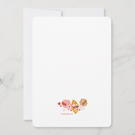 Uitnodiging met waaier en bloemen (Achterkant)