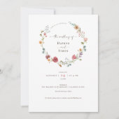 Uitnodiging met watercolor wilde bloemen schrift (Voorkant)