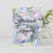 uitnodiging met waterverf bloemen (Staand voorkant)