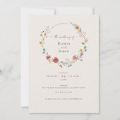 Uitnodiging met waterverf wilde bloemen script (Voorkant)