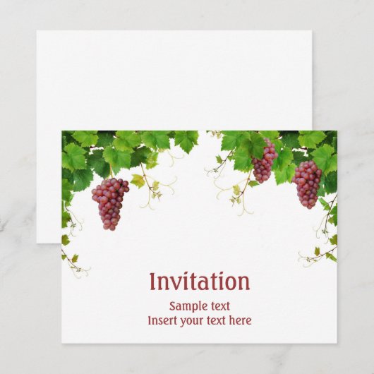 Uitnodiging met wijndecoratie (Voorkant / Achterkant)