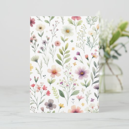 Uitnodiging met wilde bloemen (Staand voorkant)