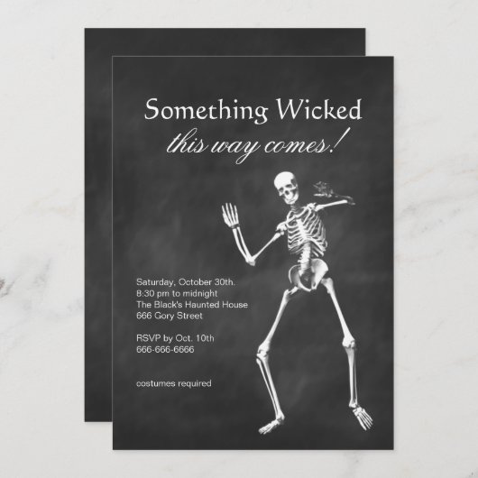 Uitnodiging met Wschop Skeleton Halloween (Voorkant / Achterkant)
