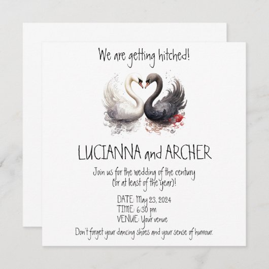Uitnodiging met zwanen (Voorkant / Achterkant)