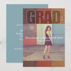 Uitnodiging Metal Urban Photo Graduparty