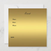 Uitnodiging Metalen look Goud Zwart Verjaardagsfee (Achterkant)