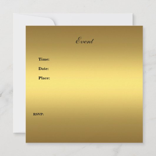 Uitnodiging Metalen look Goud Zwart Verjaardagsfee (Achterkant)