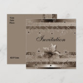 Uitnodiging Metalic Ripple Biege Gold Deco (Voorkant / Achterkant)