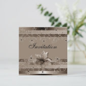 Uitnodiging Metalic Ripple Biege Goud Deco (Staand voorkant)