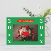 Uitnodiging - Mijn Eerste Kerstmis - Foto/Jaar toe (Staand voorkant)