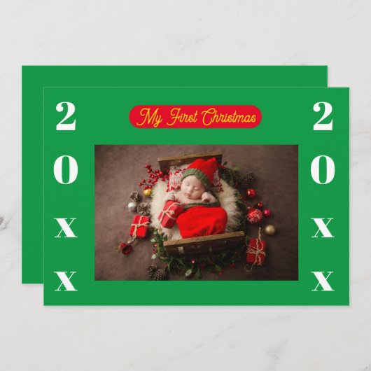 Uitnodiging - Mijn Eerste Kerstmis - Foto/Jaar toe (Voorkant / Achterkant)