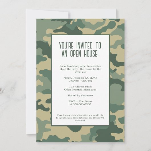 Uitnodiging militaire/camouflage partij (Voorkant)