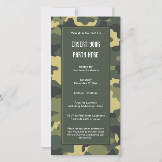 Uitnodiging militaire camouflage partij (Voorkant)