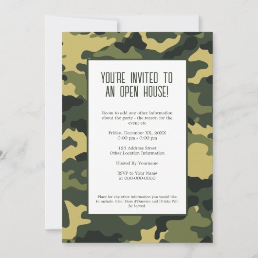 Uitnodiging militaire/camouflage partij (Voorkant)