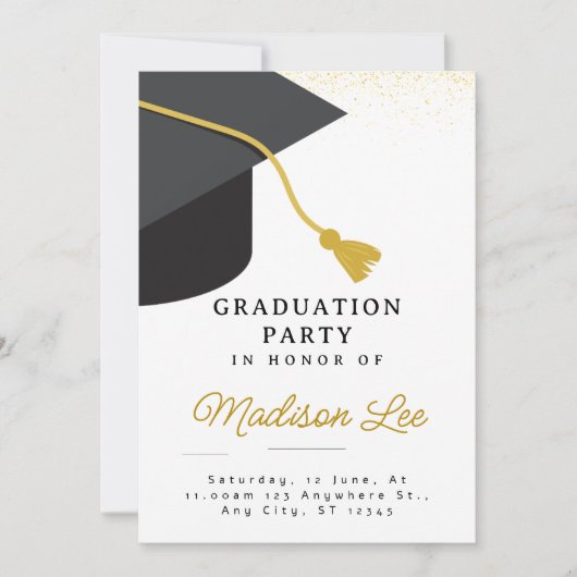 Uitnodiging minimalistische Graduation Party (Voorkant)