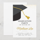 Uitnodiging minimalistische Graduation Party (Voorkant / Achterkant)