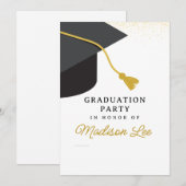 Uitnodiging minimalistische Graduation Party (Voorkant / Achterkant)