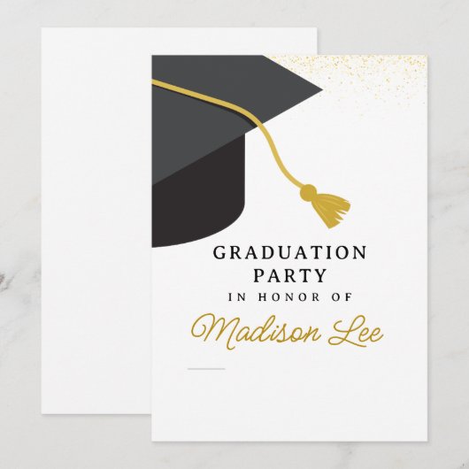 Uitnodiging minimalistische Graduation Party (Voorkant / Achterkant)