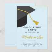 Uitnodiging minimalistische Graduation Party (Voorkant / Achterkant)