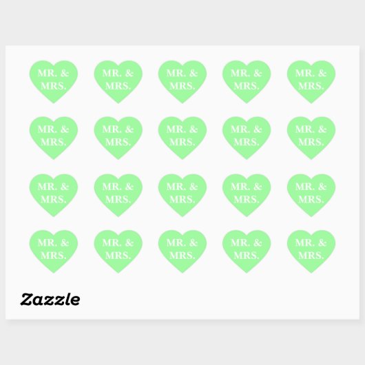  uitnodiging Mint Green Hart Sticker (Vel)