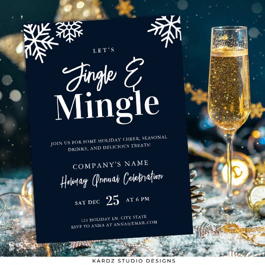 Uitnodiging Modern Blue Bedrijfs Kerstfeest
