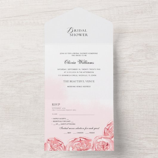 Uitnodiging Moderne bruid douche. (Binnen)