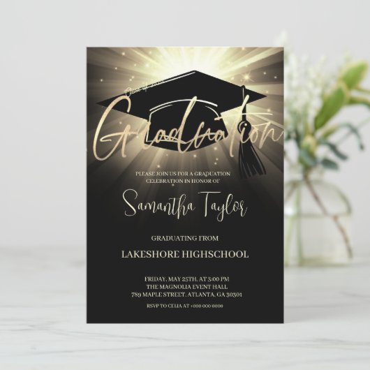 Uitnodiging moderne Graduation Party (Staand voorkant)