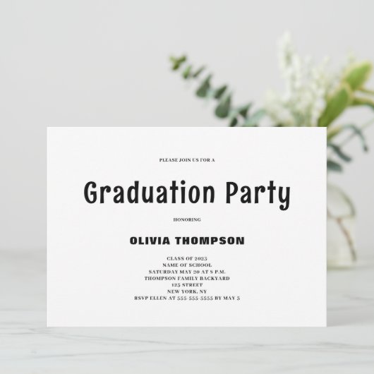 Uitnodiging moderne Graduation Party (Staand voorkant)