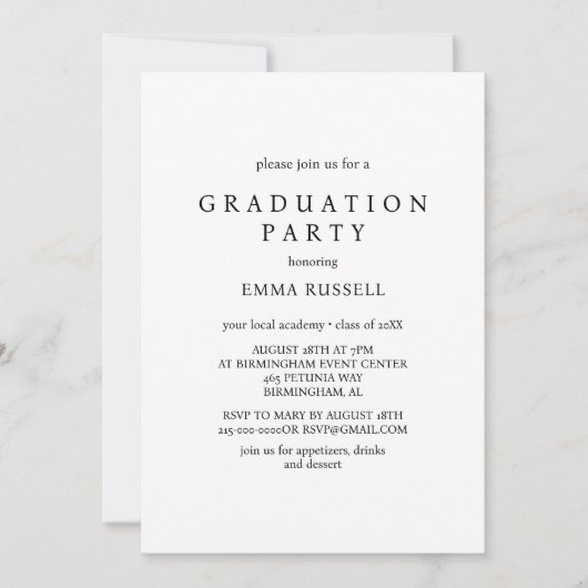 Uitnodiging moderne Graduation Party (Voorkant)