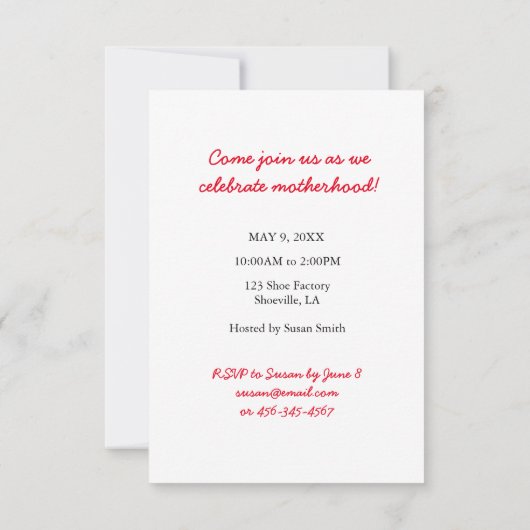 Uitnodiging,  Moederdag brunch Kaart (Achterkant)