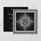 Uitnodiging Monogram verjaardagsfeest (Voorkant / Achterkant)