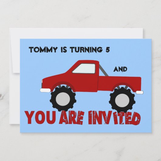 Uitnodiging Monster Truck Party (Voorkant)