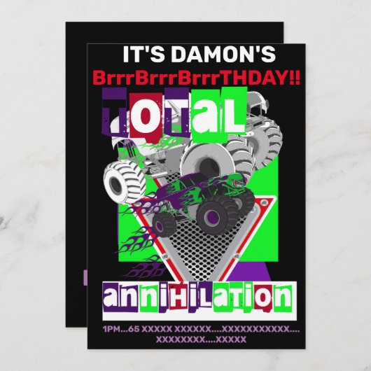 UITNODIGING MONSTER TRUCK VERJAARDAG (Voorkant / Achterkant)
