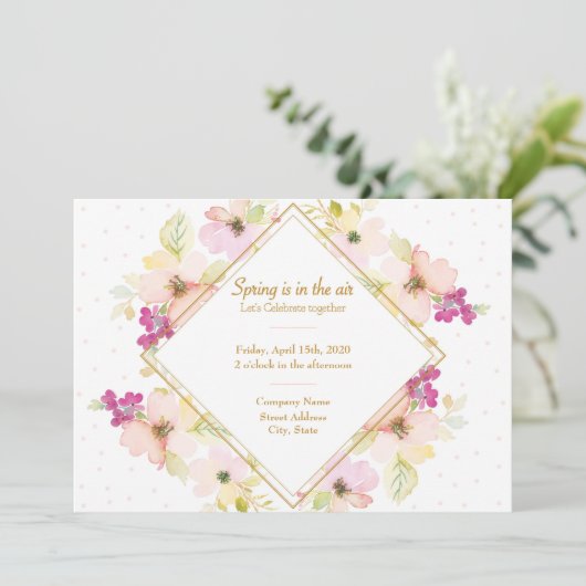 Uitnodiging mooie Floral Spring Party (Staand voorkant)