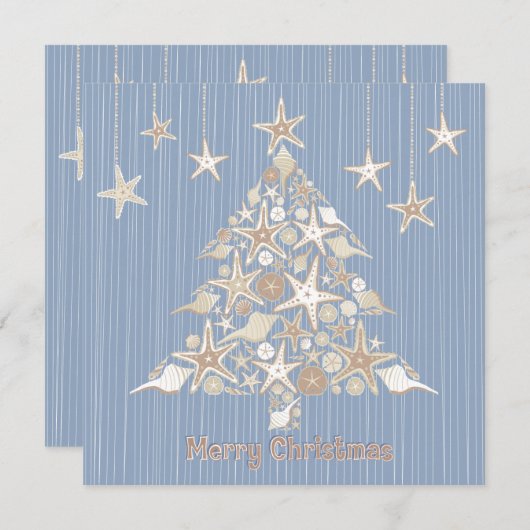 Uitnodiging mooie kerstboomfeest in Seashell (Voorkant / Achterkant)