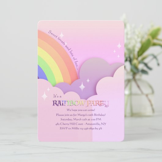 Uitnodiging mooie regenboogdag (Staand voorkant)