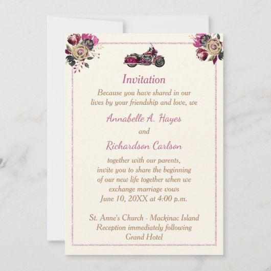 Uitnodiging motorfietsen met huwelijk (Voorkant)