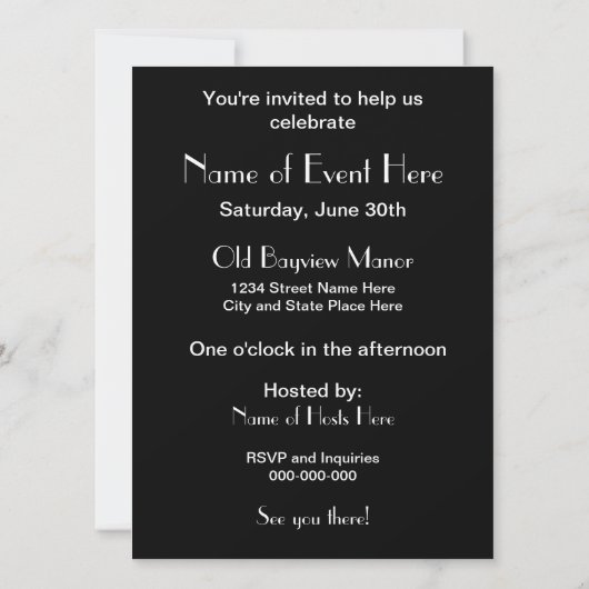 Uitnodiging - Multi-Purpose - Black White (Achterkant)