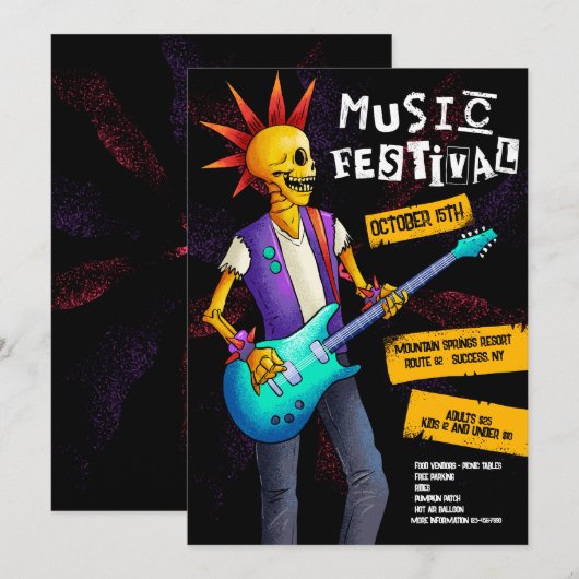 Uitnodiging muziekfestival (Voorkant / Achterkant)