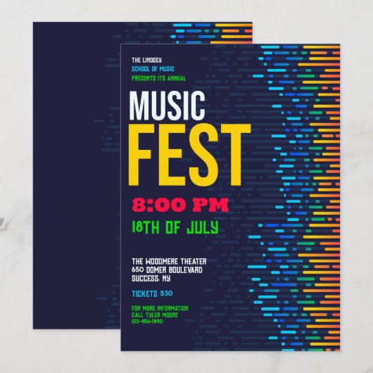 Uitnodiging muziekfestival (Voorkant / Achterkant)