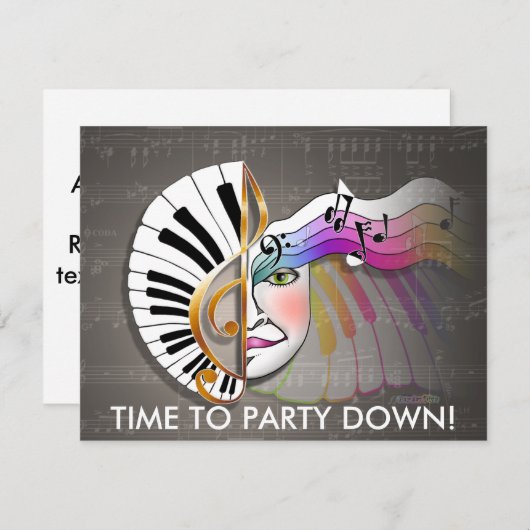 Uitnodiging - Muziekmasker (Voorkant / Achterkant)