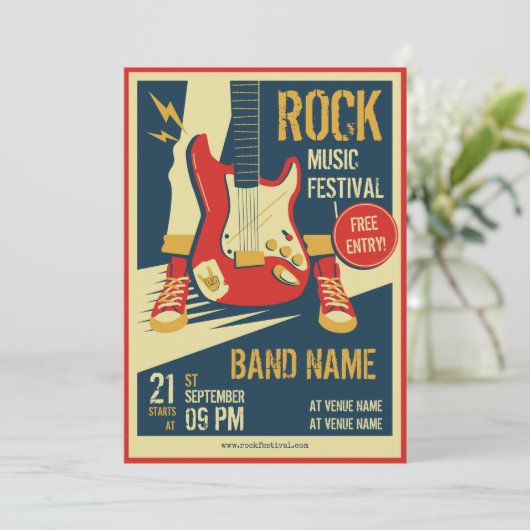 Uitnodiging muziekreeftenconcert in Retro (Staand voorkant)