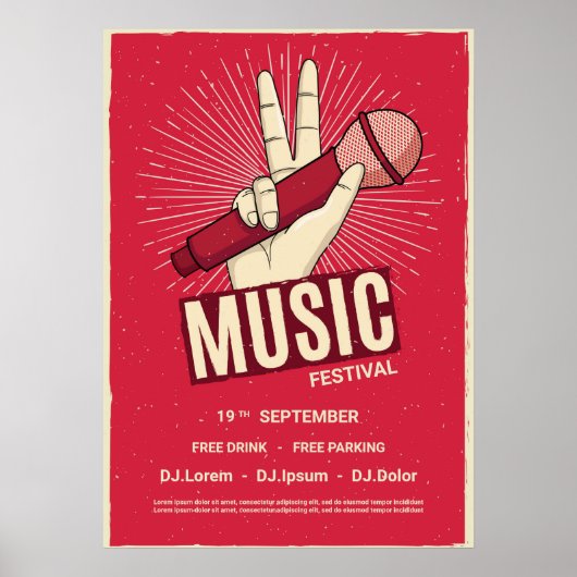 Uitnodiging muziekreeftenconcert in Retro Poster (Voorkant)